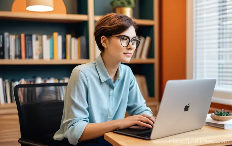 세일즈 퍼널에서의 콘텐츠 마케팅의 중요성 - **Prompt:** A young, focused female content creator, appearing to be in her late 20s, with short, st...