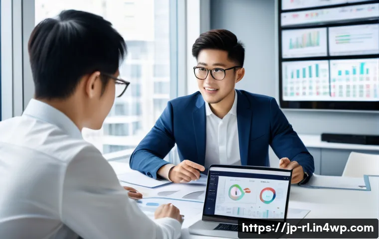 세일즈 퍼널의 성과를 극대화하는 노하우 - A modern Japanese office scene showing a diverse team of marketing professionals collaboratively ana...