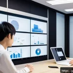 세일즈 퍼널에서의 성공적인 고객 경험 설계 - A modern Japanese digital marketing office scene focused on crafting targeted messages for young adu...