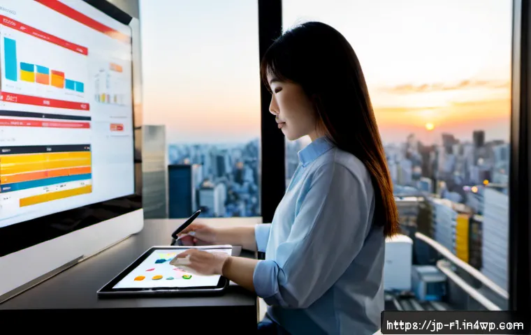 세일즈 퍼널에서의 콘텐츠 맞춤형 제공하기 - Photorealistic modern Tokyo marketing office, a Japanese content strategist at a clean desk reviewin...